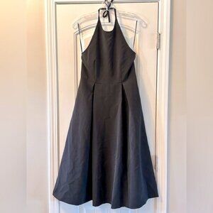 NWT Ann Taylor Black Halter Midi Cocktail Dress With Pleats Size 4